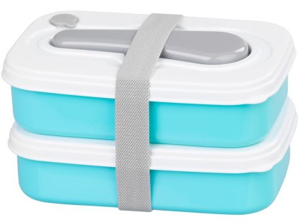 Obedár MagicHome, hranatý, 2 dielny, s vidličkou/lyžicou, 2x 1000 ml, 20,8x13,5x12,4 cm  + praktický pomocník k objednávke