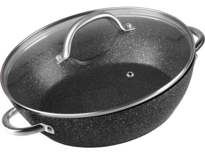Hrniec MagicHome Black Marble Line, plytký, 26 cm, 2800 ml, s pokrievkou, pekáč do rúry  + praktický pomocník k objednávke