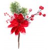 Vetvička MagicHome Vianoce, s kvetom a bobuľkami, zasnežená, 20 cm  + praktický pomocník k objednávke