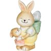 Dekorácia MagicHome, Zajačik s mláďatkom a vajíčkom, keramika, 17,8x25,5x39 cm  + praktický pomocník k objednávke