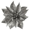 Kvet GlitterPoinsettia, so štipcom, strieborný, 9x8cm, 6 ks + praktický pomocník k objednávke