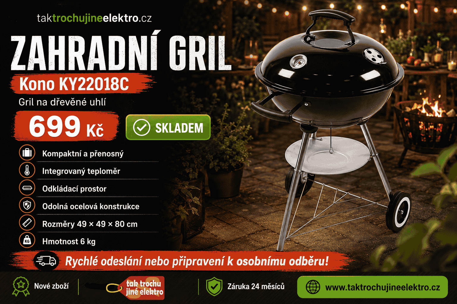 Zahradní gril s teploměrem