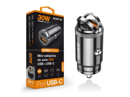 21606 aligator mini nabijecka do auta power delivery 30w usb c usb a chpd0006