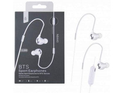 Bluetooth sportovní sluchátka do uší PLUS N8440, BÍLÁ