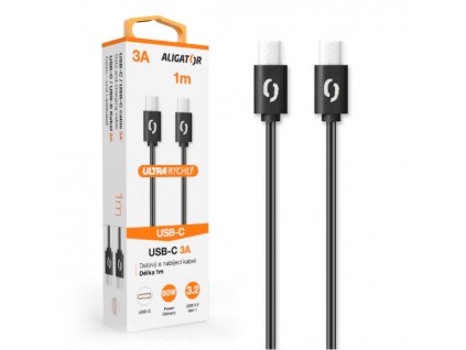 Aligator DATKP31 POWER 3A, USB-C/USB-C, 1m, černý