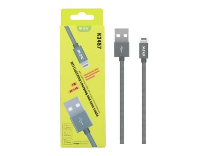 Datový a nabíjecí kabel PLUS, iPhone Lightning, MFI certifikace, 1m, 2,4A metal (K3457)