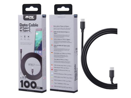 Datový kabel PLUS BT817 USB-C - USB-C s podporou QC 3.0, černý