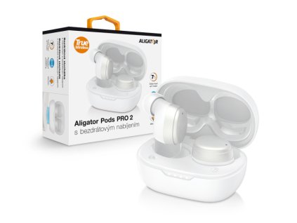 28316 bluetooth sluchatka aligator pods pro 2 s bezdratovym nabijenim bila