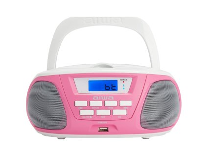 Aiwa BBTU-300PK – přenosný boombox / rádio CD/Bluetooth (pink + white)