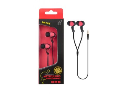 Sluchátka do uší stereo PLUS, (EM108), červená