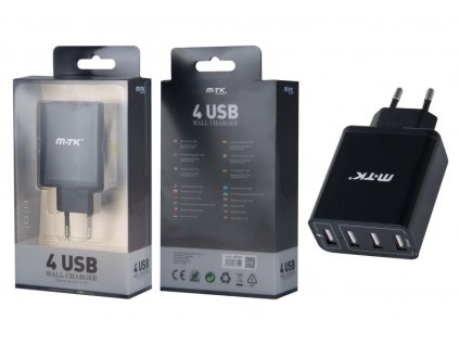 Nabíječka PLUS K3618 MT.K s 4xUSB výstupem 5V/5A - černá