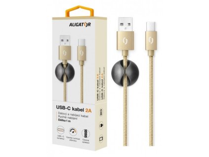 Datový kabel ALIGATOR PREMIUM 2A, USB-C zlatý (DATKP09)