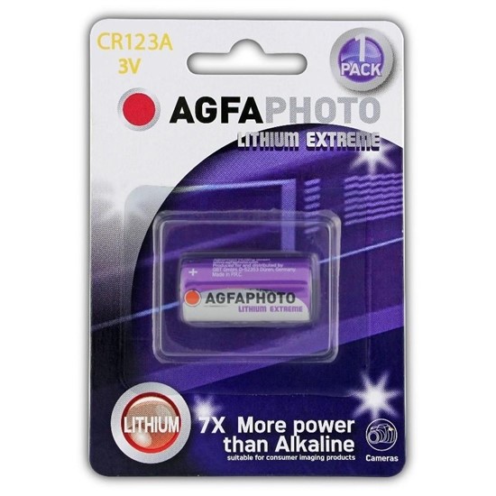 Fotografie AgfaPhoto lithiová foto baterie CR123A, blistr 1ks