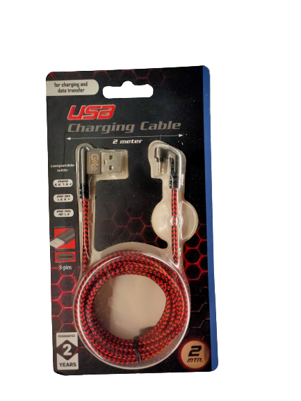 Fotografie Gamelogic USB nabíjecí a synchronizační kabel úhlový ,oplet 2m Iphone
