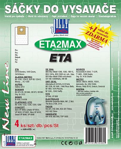 Sáčky do vysavače Jolly ETA2 MAX 4ks