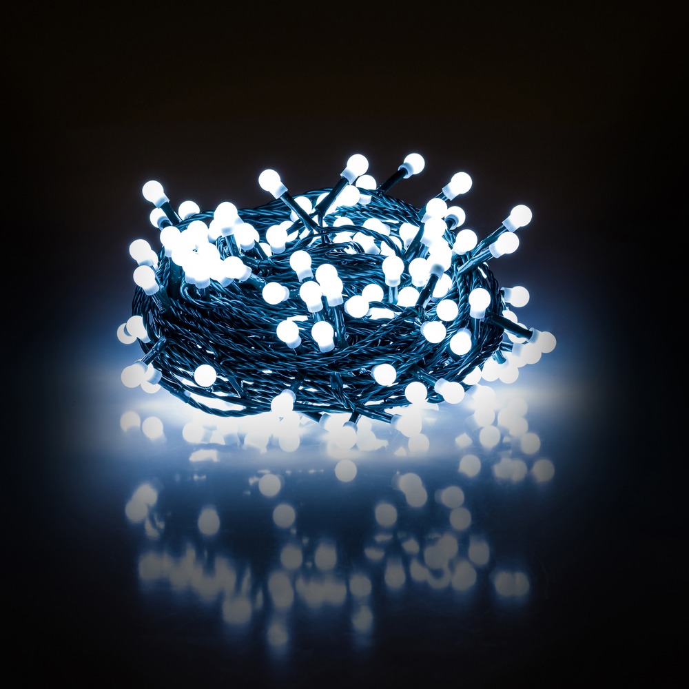 Fotografie Vánoční řetěz kuličkový 100 LED 10+5 m studená bílá