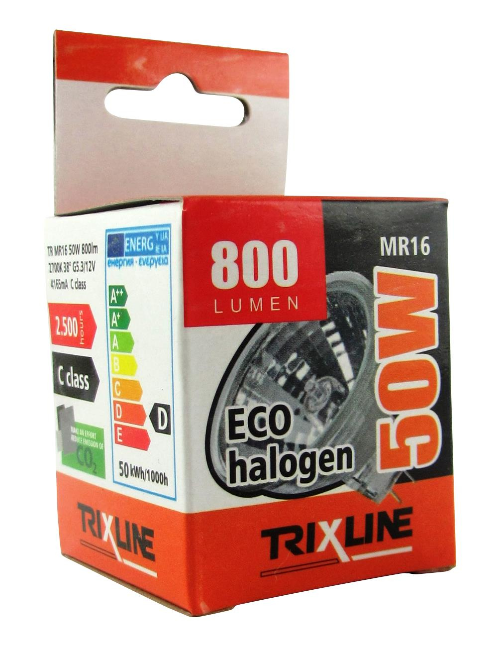 Trixline Halogenová bodová žárovka BC MR16/C 50W 12V teplá bílá