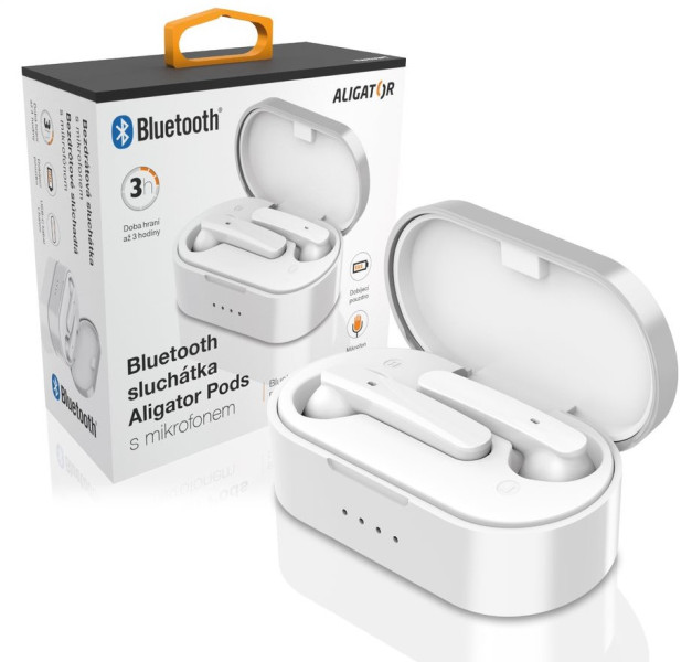 Fotografie ALIGÁTOR Bluetooth sluchátka ALIGATOR PODS, bílá