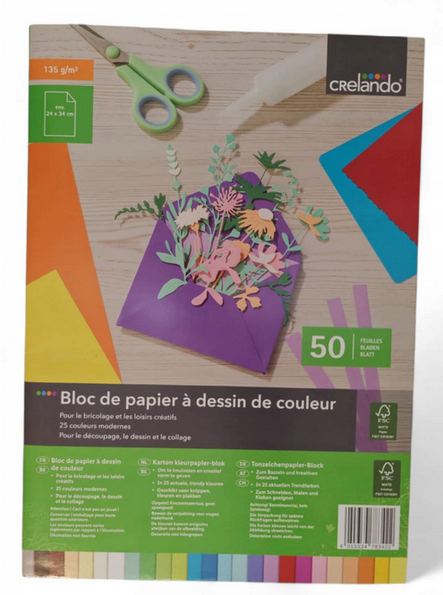 Fotografie Crelando - blok barevných papírů, 50ks