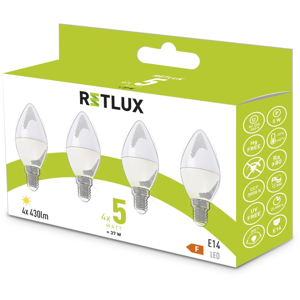 Fotografie Retlux REL 35 LED C37 4x5W E14 WW