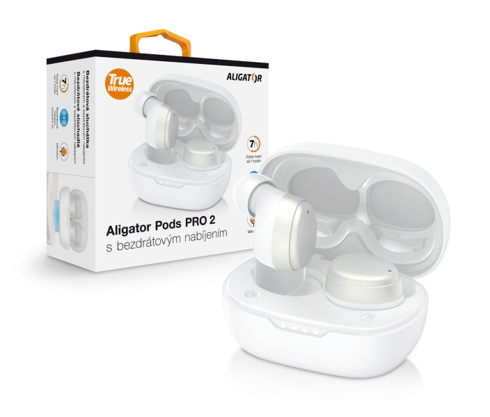 ALIGÁTOR Bluetooth sluchátka ALIGATOR PODS PRO 2 s bezdrátovým nabíjením, bílá