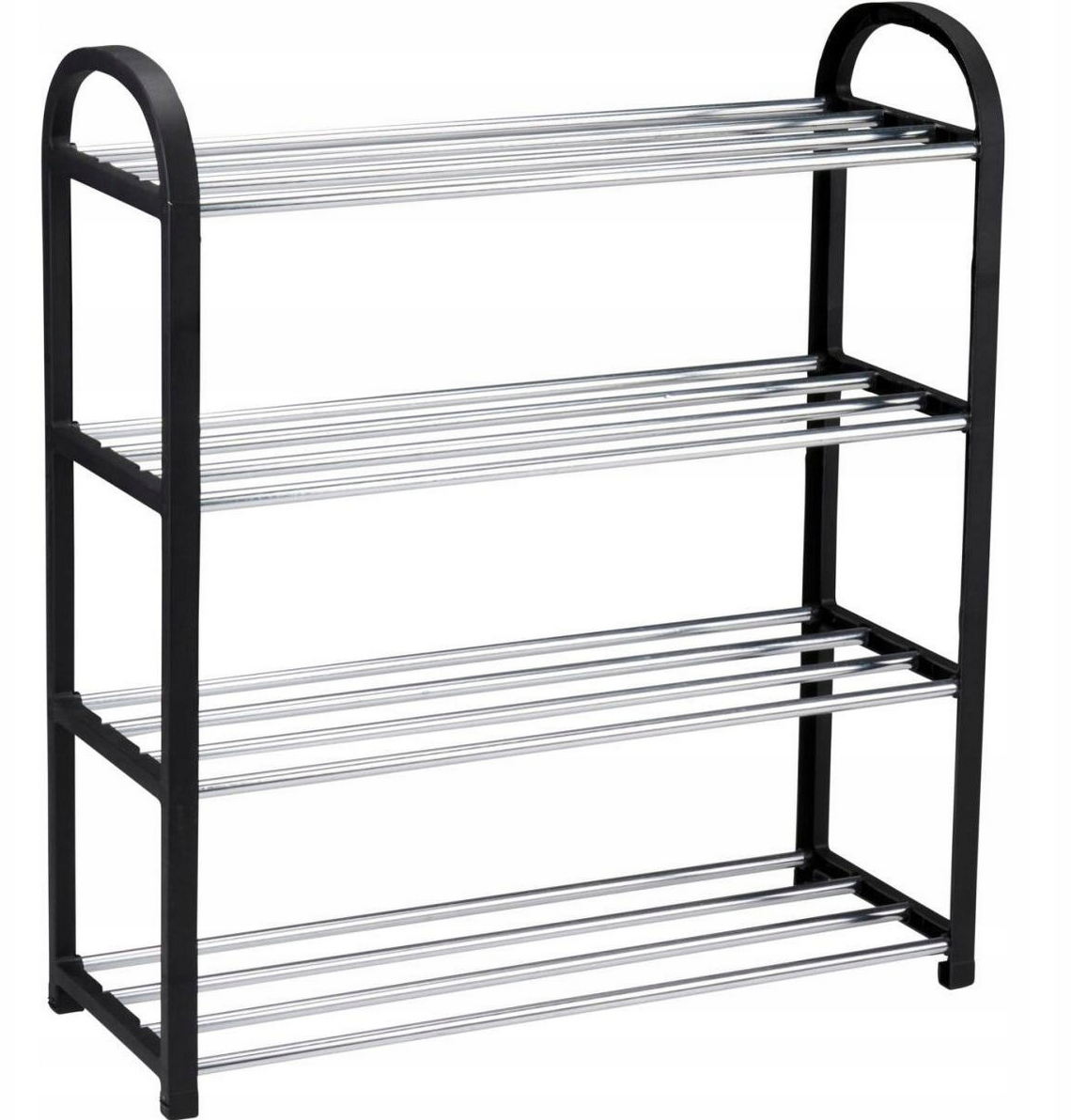 Alpina Regál na boty – 4 úrovně, černo-stříbrný