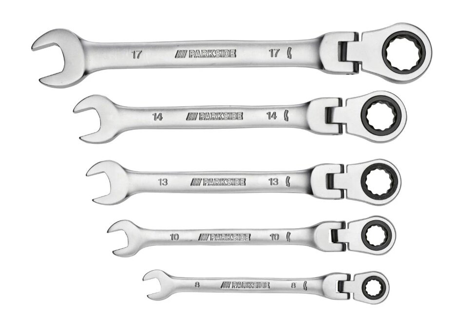 Fotografie Parkside - sada klíčů s kloubovou ráčnou, 5dílná