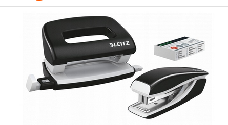 Fotografie Leitz - sada sešívačky a děrovačky Mini kov, černá