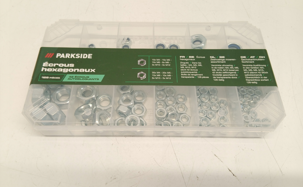 Parkside - sada šestiúhelníkových matic, 128 ks