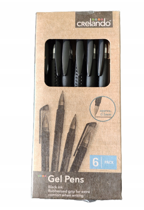 Fotografie Crelando - 6 ks gelové pero 0,5 mm, černá