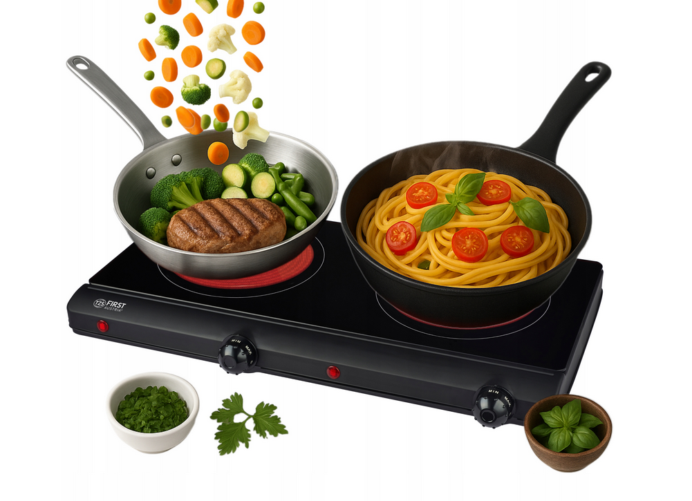 First Austria FA 5096-9 - elektrický vařič keramický 2-plotýnkový, 2500 W