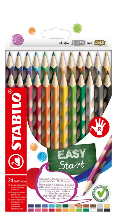 Fotografie Stabilo EASYcolors - ergonomické pastelky pro praváky, 24ks