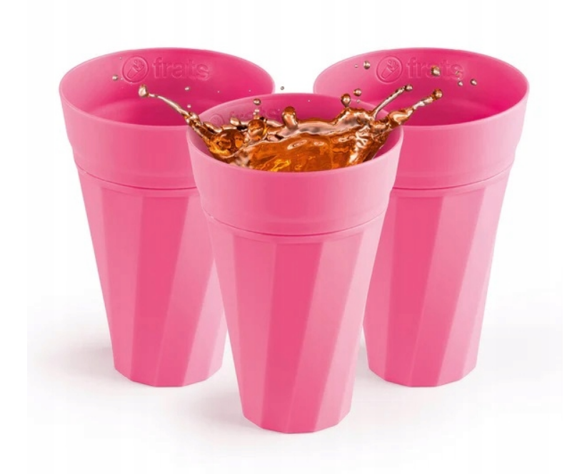 Frats - sada 3 plastových kelímků, 300 ml, růžová