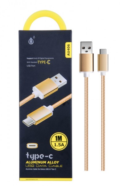 Fotografie Aligator Plus Datový a nabíjecí kabel PLUS, USB-C, (AU406), zlatý