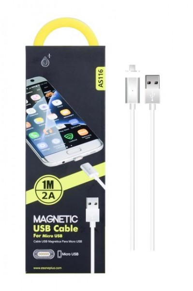 Aligator Plus Nabíjecí kabel PLUS, MicroUSB, magnetický (AS116), bílý