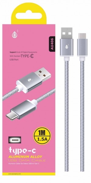 Fotografie Datový a nabíjecí kabel PLUS AU406, USB-C, Silver Aligator