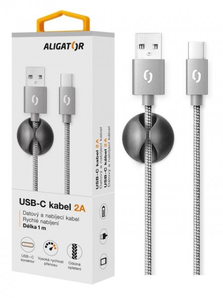 ALIGÁTOR Datový kabel ALIGATOR PREMIUM 2A, USB-C šedý (DATKP08)