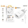14583 3 chytra sitova nabijecka aligator 2 4a 2xusb smart ic bila micro usb kabel 2a