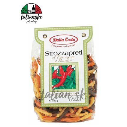 Strozzapreti al Peperoncino e Basilico ochutené 500g Dalla Costa