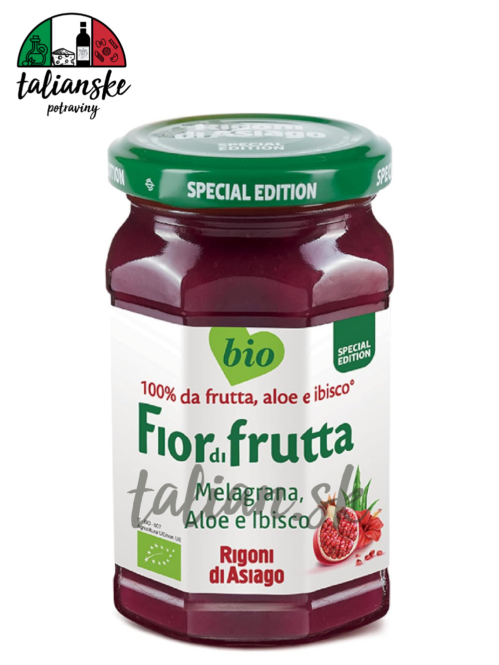 Džem Granátové jablko, Aloe, Ibištek  BIO 250g Rigoni di Asiago