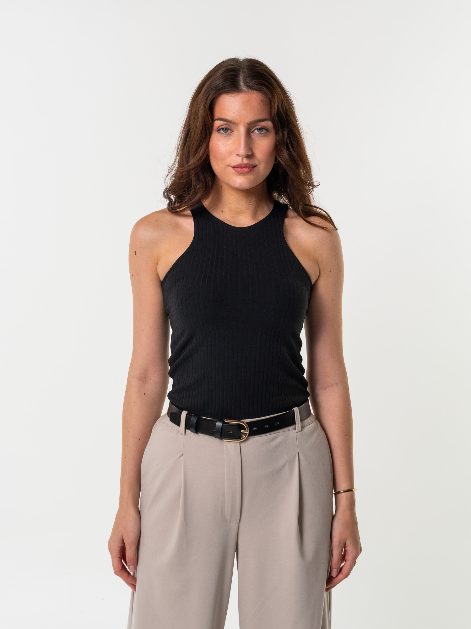 Dámsky kožený opasok Emily Champagne Gold Deep black