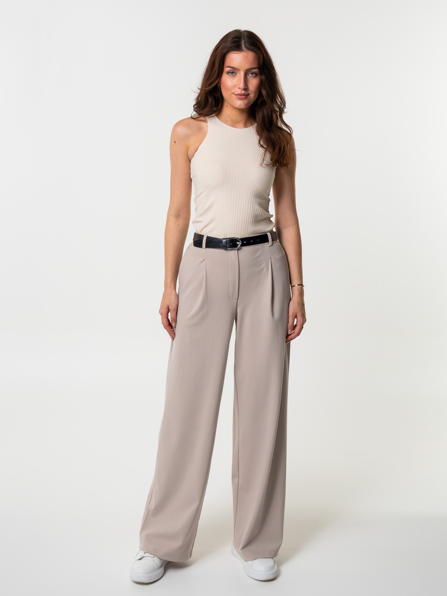 Dámsky kožený opasok Emily Silver Satin Deep black