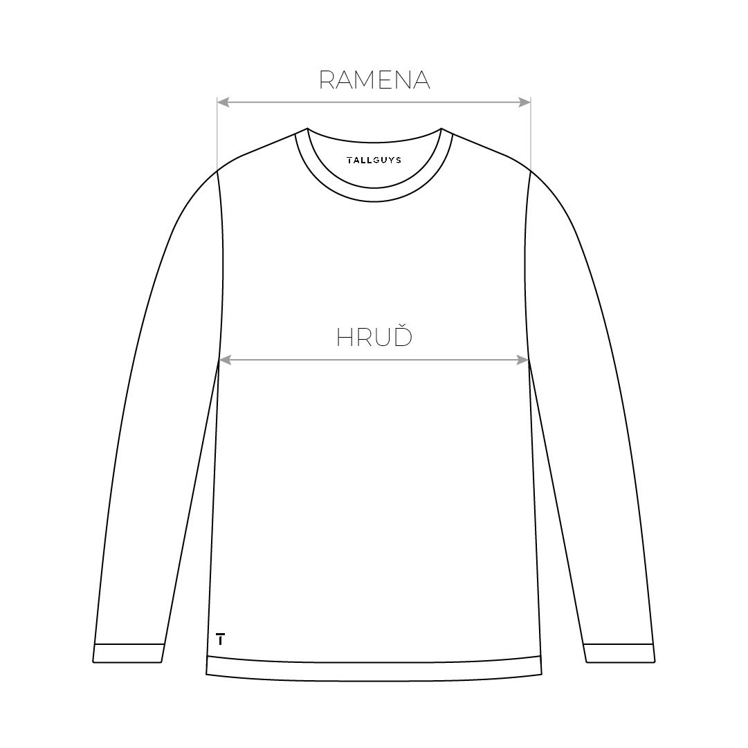 Pánský dlouhý rukáv TallGuys měření hrudi a ramen