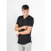 Predĺžené pánske tričko | výstrih do V | Deep black