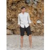 Men's elongated linen shorts | Deep black