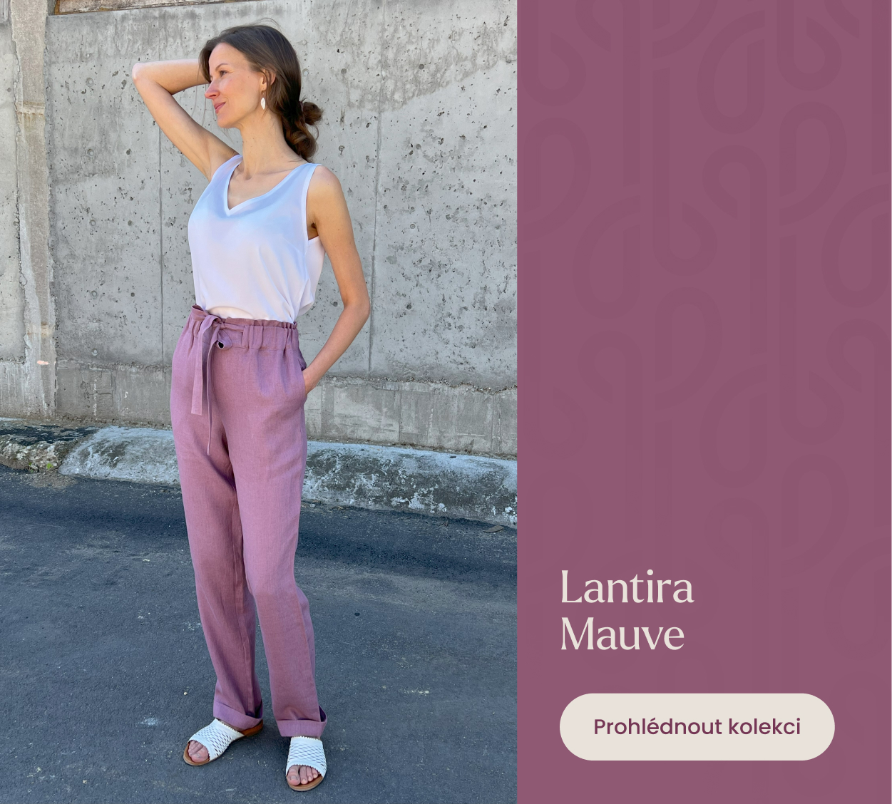 Prodloužené kalhoty LANTIRA MAUVE