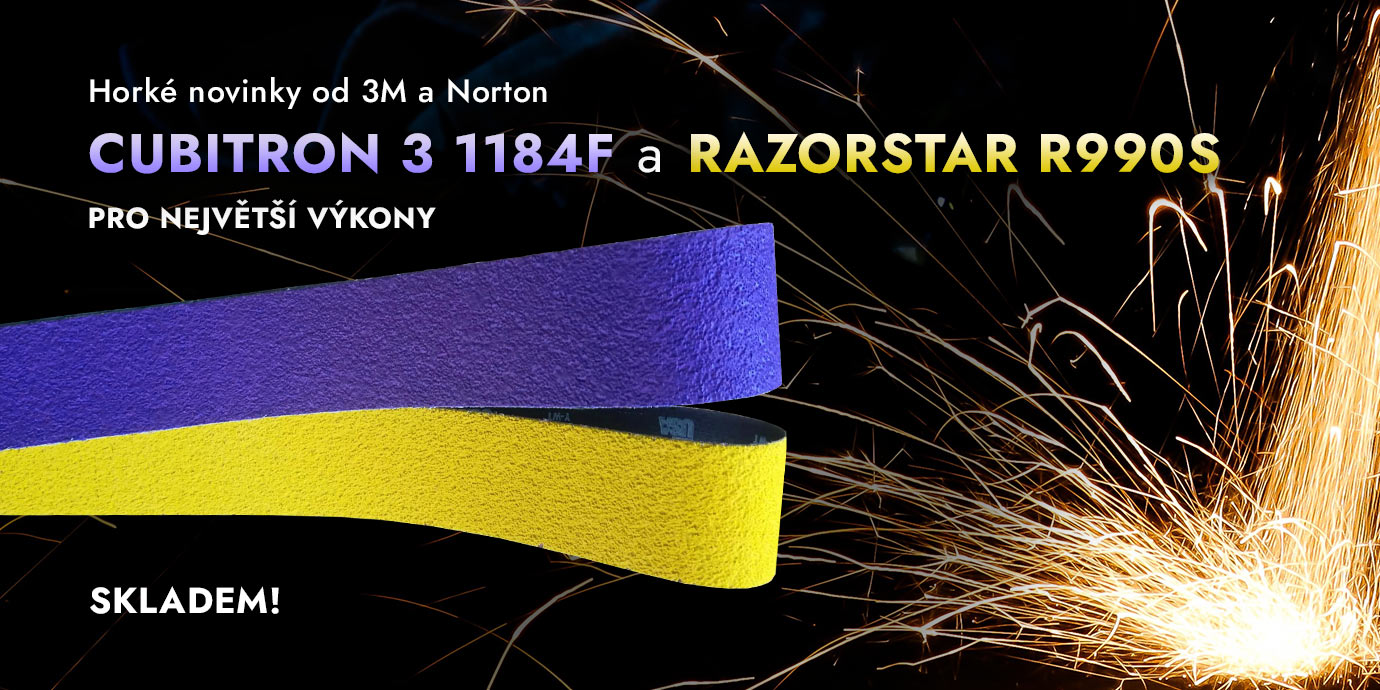 Brusné pásy Norton RazorStar R990S a 3M 1184F Cubitron 3