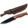 BSH3 Bushcraft nůž s modrou čepelí z uhlíkové oceli s rukojetí z ořechu s koženým pouzdrem BeaverCraft