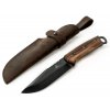 Bushcraft nůž s modrou čepelí z uhlíkové oceli s rukojetí z ořechu s koženým pouzdrem BeaverCraft BSH4