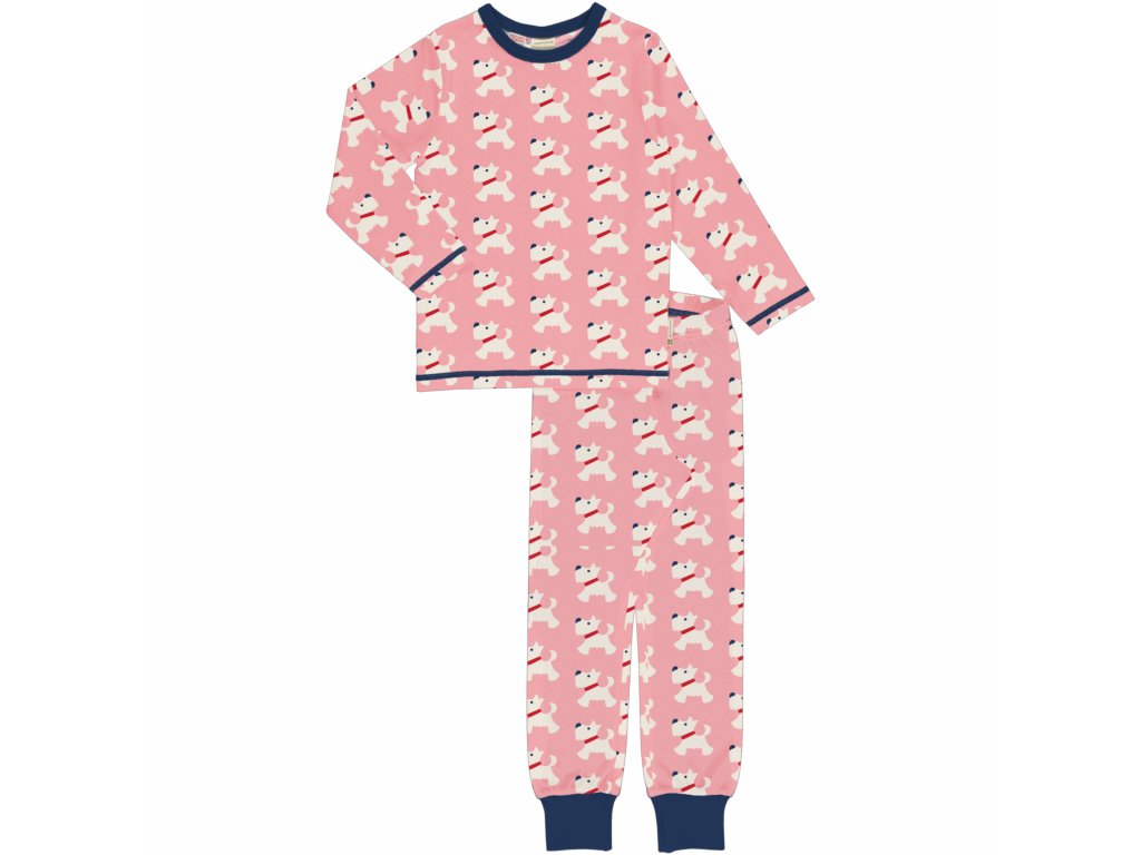 Dětské pyžamo s dlouhým rukávem Pejsci s červeným obojkem Maxomorra